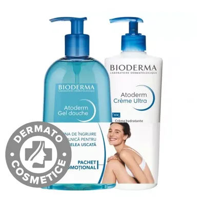 Pachet Atoderm Crema Ultra Parfumata 500ml + Atoderm Gel de dus 500ml, Bioderma