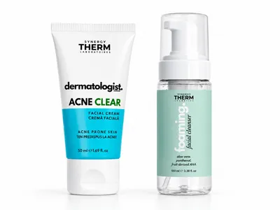 Acne Clear Cremă Anti-Acnee, 50 ml + Spumă de Curățare pentru Față Mini, 100 ml, Synergy Therm