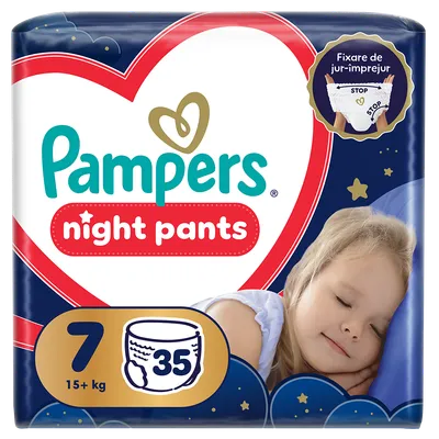 Scutece-chilotel Night Pants Marimea 7 pentru 15+kg, 35 bucati, Pampers