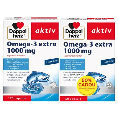 Pachet Omega 3 Extra 1000mg, 120 + 60 capsule, Doppelherz