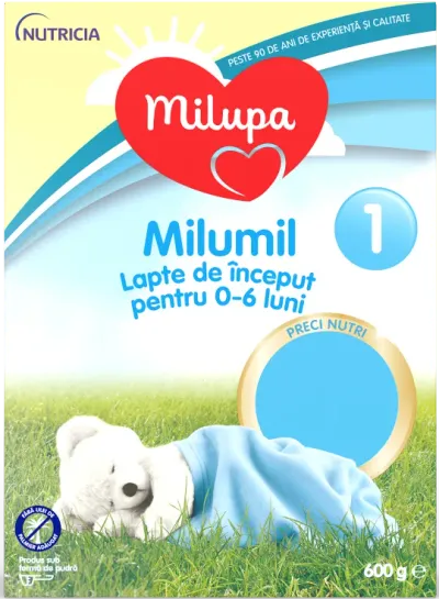 Lapte pentru inceput 0-6 luni Milumil 1, 600 g, Milupa