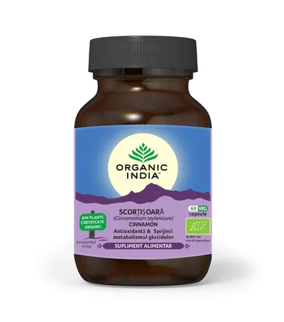 ORGANIC INDIA SCORTISOARA ZEYLANICUM CEYLON ANTIOXIDANT SI GLICEMIE BIO 60 CAPSULE