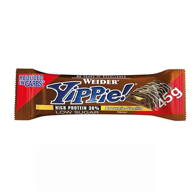 Baton proteic cu aroma de Brownie-Vanilla Yippie! Bar, 45g, Weider