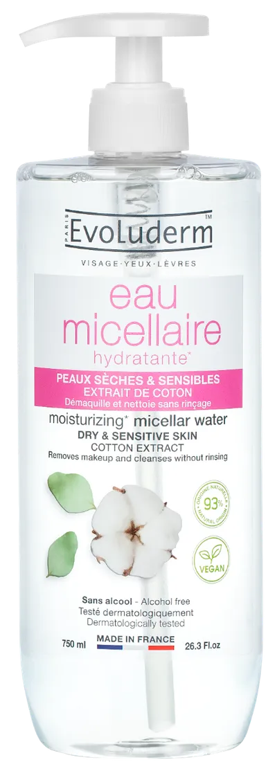 Apa micelara pentru demachierea tenului uscat si sensibil, 750ml, Evoluderm