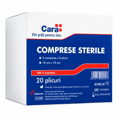 Cara Comprese Sterile 10 cm x 10 cm, 20 bucati, Labormed