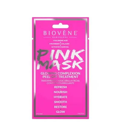 Masca de fata roz pentru stralucire peel-off Pink Mask, 12.5ml, Biovene