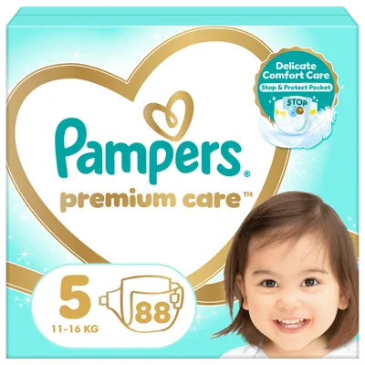 Scutece Premium Care Nr.5 pentru 11-16 kg, 88 bucati, Pampers