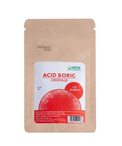 Acid boric cristale, 50g, Adya Green Pharma