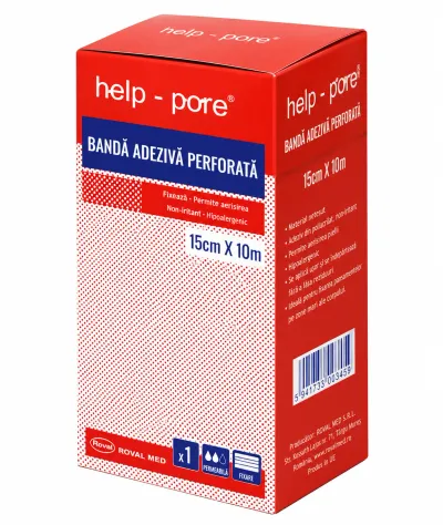 Banda adeziva, Help Pore, 15 cm x 10m, Roval Med