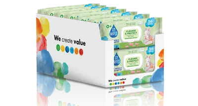 Pachet Servetele umede pentru copii cu Aloe si Musetel, 14 pachete x 50 servetele, Go Wipes