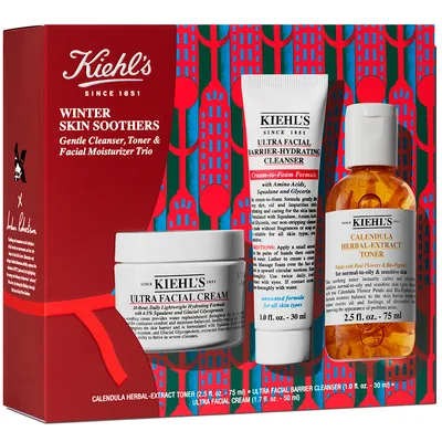 Set Crema hidratanta Ultra Facial 50 ml + Gel de curatare Ultra Facial 30 ml + Toner cu extract de plante 75 ml Winter Skin Soothers, Kiehl's