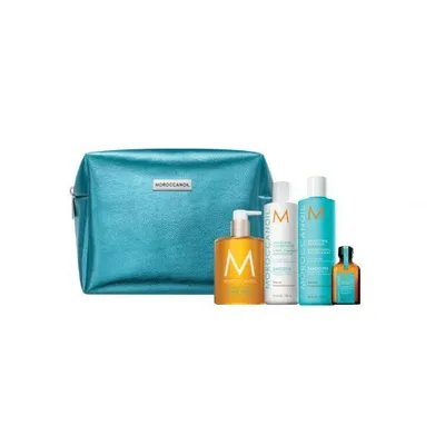 Set Smoothing Sampon 250ml + Balsam 250ml + Ulei de par 25ml + Sapun Lichid 360ml, Moroccanoil