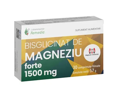 BISGLICINAT DE MAGNEZIU FORTE 1500MG 30 COMPRIMATE FILMATE REMEDIA