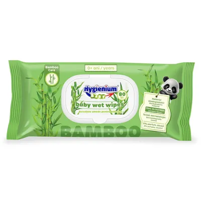 Servetele umede cu capac pentru bebelusi Baby Bamboo Care, 80 bucati, Hygienium