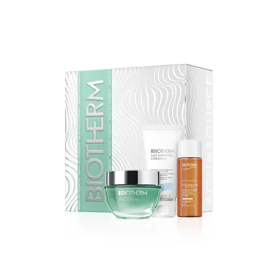Set Crema de fata tip gel Aquasource Hyalu Plump 50 ml + Ulei spumant de curatare Biosource Total Renew 30 ml + Lotiune de corp Lait Corporel l'Original 50 ml, Biotherm