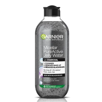 Apa micelara cu textura de gel imbogatita acid salicilic si carbune bioactiv Pure active Skin Naturals, 400 ml, Garnier