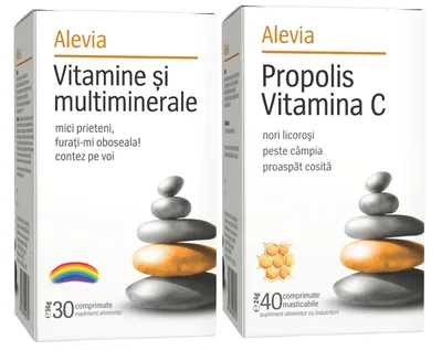 Pachet Vitamine si Multiminerale 30 comprimate + Propolis si Vitamina C 40 comprimate, Alevia