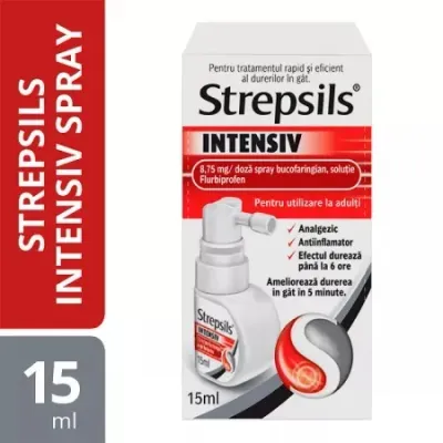 Strepsils Intensiv cirese si menta, spray bucofaringian, solutie