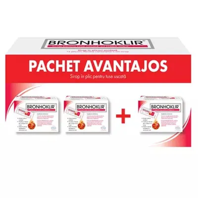 BRONHOKLIR SIROP TUSE USCATA 15 PLICURI X 5ML 2+1 PACHET
