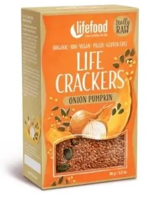 Lifecrackers cu dovleac si ceapa raw Bio, 90g, Lifefood