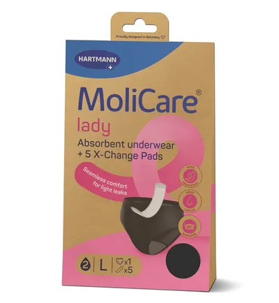 HARTMANN MOLICARE LENJERIE ABSORBANTA LADY L 2 PICATURI X 1 BUCATA + 5 TAMPOANE