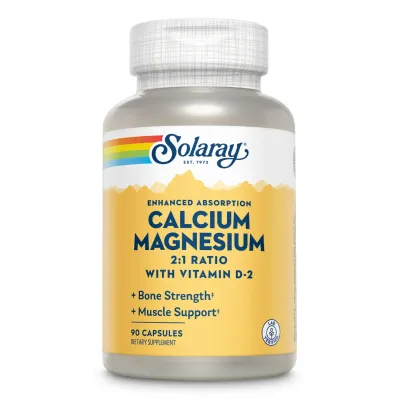 Calciu, Magneziu si Vitamina D Solaray, 90 capsule, Secom