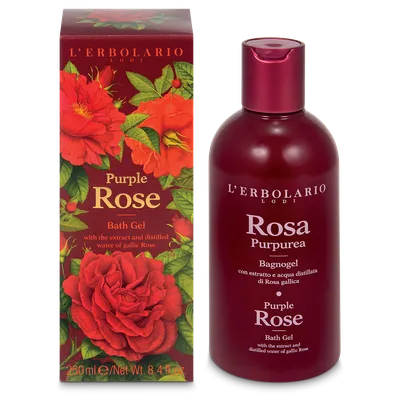 L'Erbolario Gel de dus cu extract si apa distilata de trandafir, 250ml