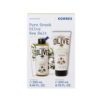 Pachet Pure Greek Olive Sea Salt Gel de dus 250ml + Crema de corp 200ml, Korres