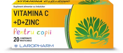 Vitamina C+D+ Zn-Copii x 20cp mast.(Laropharm)