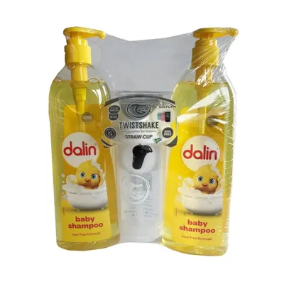 Pachet Sampon fara lacrimi, 750ml, 2 bucati + cana cu pai cadou, Dalin