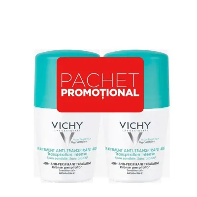 Bi-pack deo roll-on 48 h, cu parfum, 50 ml + 50 ml, VICHY