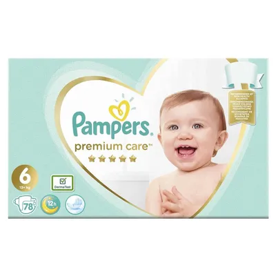 Scutece Premium Care Mega Box, marimea 6 pentru 13+ kg, 78 bucati, Pampers