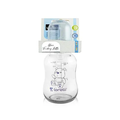 Biberon din sticla cu capac Moonlight Blue, 120ml, Lorelli