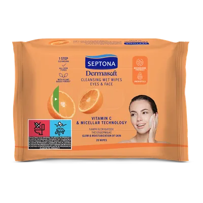 Servetele demachiante Dermasoft Vitamin C & Micellare Technology, 20 bucati, Septona