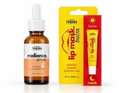 Serum Radiance cu Vitamina C Lipozomală, 30 ml + Balsam-Mască pentru Buze Lip Mask, 15 ml, Synergy Therm