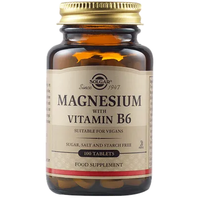 Magneziu cu Vitamina B6, 100 tablete, Solgar