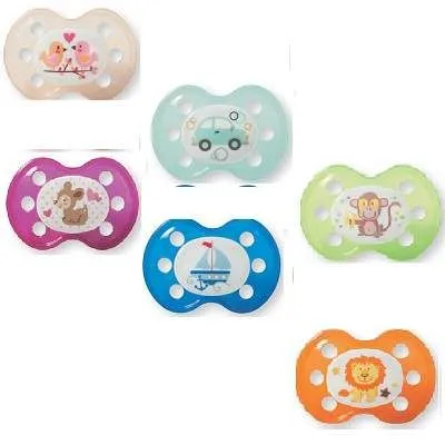 Suzete din silicon ortodontice cu maner decorat talia 1, 0-6 luni, 2 bucati, Baby Nova