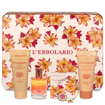 L'Erbolario Frangipani Pachet Apa de parfum 50ml + Gel de dus 100ml + Crema de corp 100ml