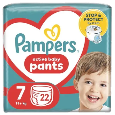 Scutece Active Baby Pants Marimea 7 pentru 17 kg+, 22 bucati, Pampers