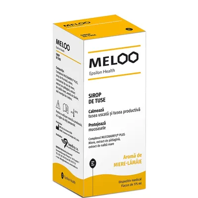 Sirop de tuse cu aroma de miere si lamaie Meloo, 175 ml, Epsilon Health