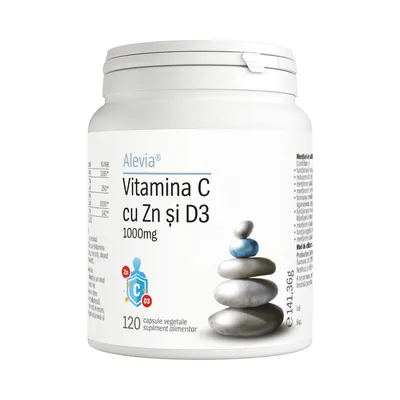 Vitamina C cu Zn si D3, 120 capsule vegetale, Alevia