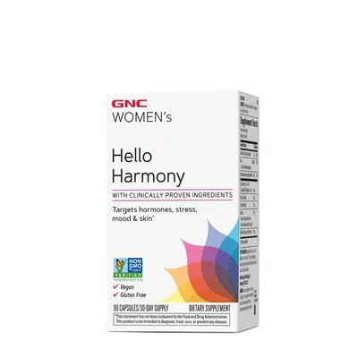 GNC HELLO HARMONY FORMULA PENTRU ECHILIBRUL HORMONAL EMOTIONAL SI ELASTICITATEA PIELII FEMEILOR 90 CAPSULE