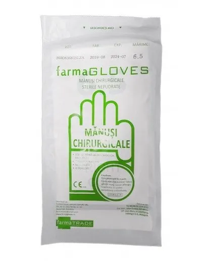 Manusi chirurgicale din latex nepudrate marime 6.5, 1 pereche, FarmaGloves