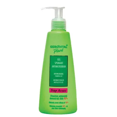 Gel spumant antimicrobian pentru ten gras Plant Stop Acnee, 200ml, Gerovital
