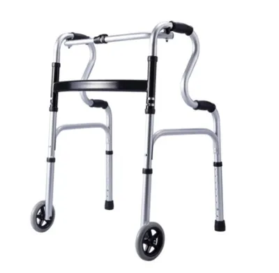Cadru de mers pliabil, curbat, cu roti, ajustabil pe inaltime, CMZ-8207DLH, Medico