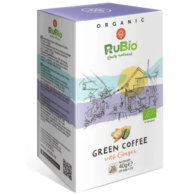 Cafea verde cu ghimbir organica Rubio, 20 plicuri, Vedda
