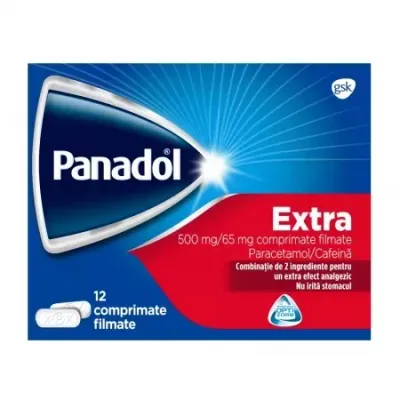 Panadol extra 500 mg/65 mg, 12 comprimate filmate, GSK