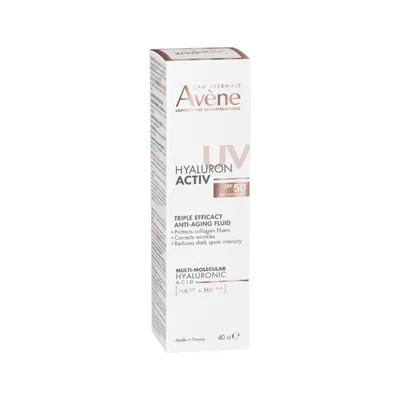 Fluid pentru fata anti-imbatranire cu tripla actiune SPF 50 Hyaluron bioactiv B3, 40 ml, Avene