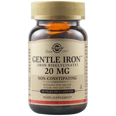 Fier cu actiune blanda Gentle Iron 20mg, 90 capsule, Solgar