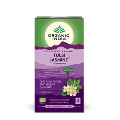 ORGANIC INDIA CEAI TULSI IASOMIE ADAPTOGEN ANTISTRES CALMANT 25 PLICURI